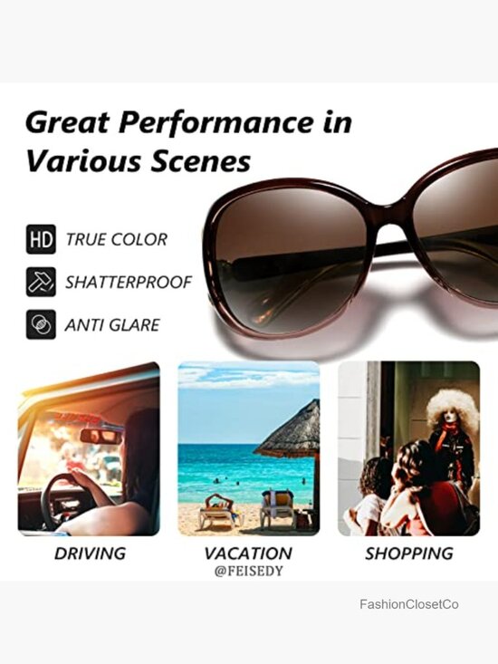 Oversized Polarized Sunglasses with Rhinestone Fox Decoration